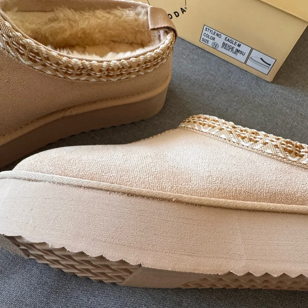 Soda Tan Mules Comfortable Leather-Like Clogs